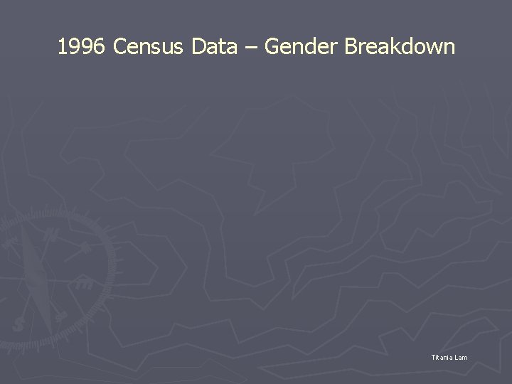 1996 Census Data – Gender Breakdown Titania Lam 