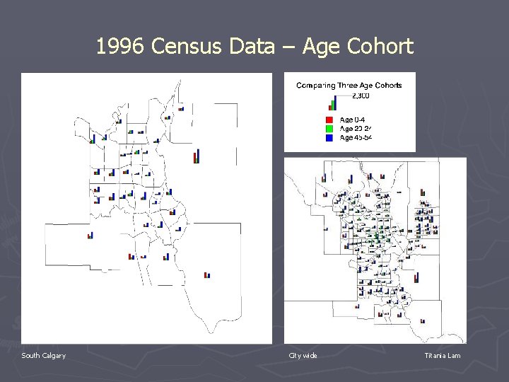 1996 Census Data – Age Cohort South Calgary City wide Titania Lam 