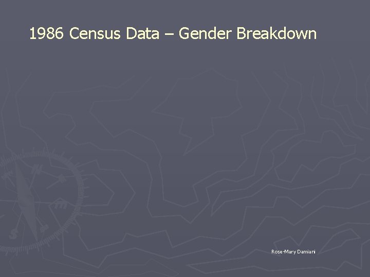 1986 Census Data – Gender Breakdown Rose-Mary Damiani 