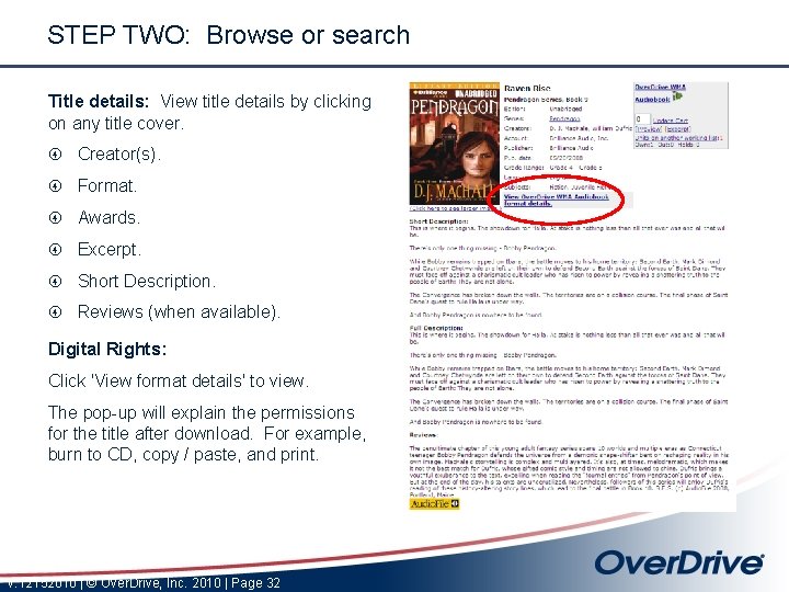 STEP TWO: Browse or search Title details: View title details by clicking on any