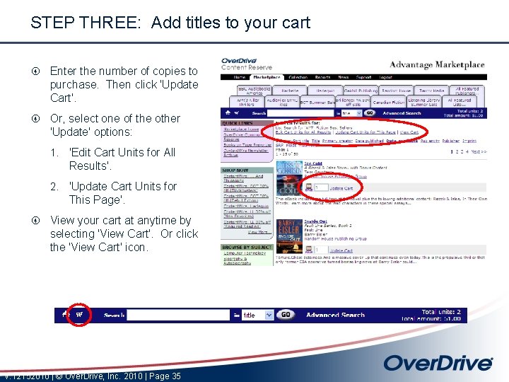 STEP THREE: Add titles to your cart Enter the number of copies to purchase.