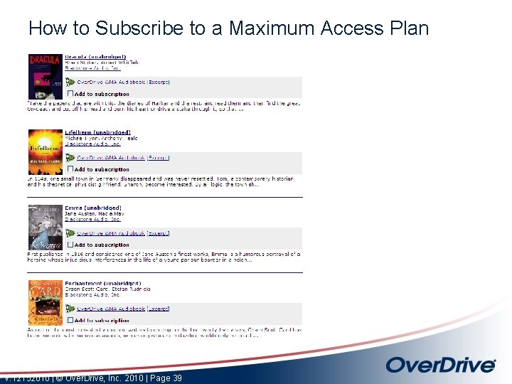How to Subscribe to a Maximum Access Plan v. 12152010 | © Over. Drive,