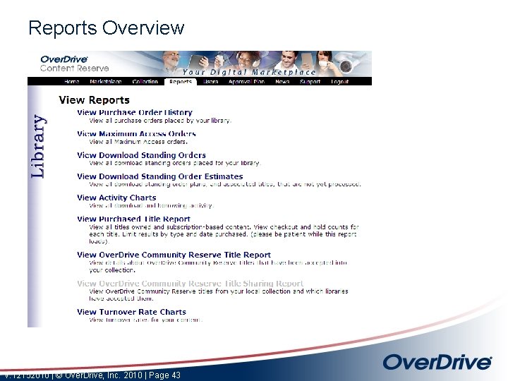 Reports Overview v. 12152010 | © Over. Drive, Inc. 2010 | Page 43 