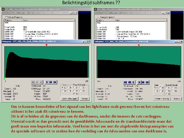 Om te kunnen beoordelen of het signaal van het lightframe zoals gewenst boven het