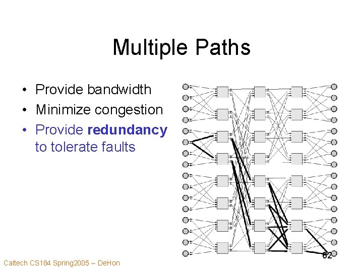 Multiple Paths • Provide bandwidth • Minimize congestion • Provide redundancy to tolerate faults