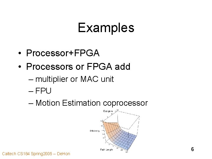 Examples • Processor+FPGA • Processors or FPGA add – multiplier or MAC unit –