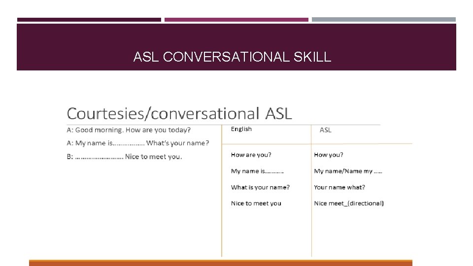 ASL CONVERSATIONAL SKILL 