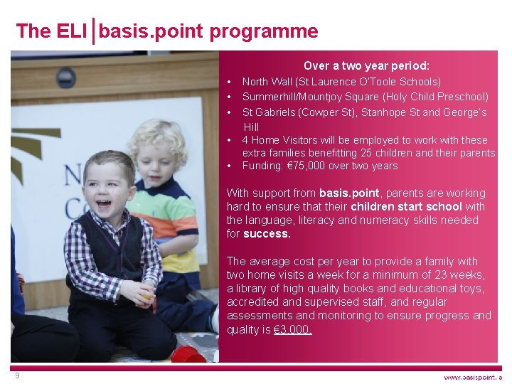 The ELI basis. point programme Over a two year period: • • • North