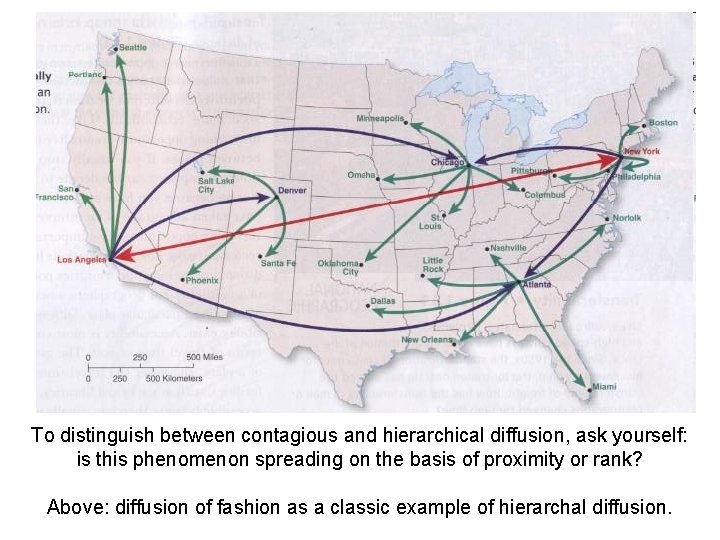 To distinguish between contagious and hierarchical diffusion, ask yourself: is this phenomenon spreading on