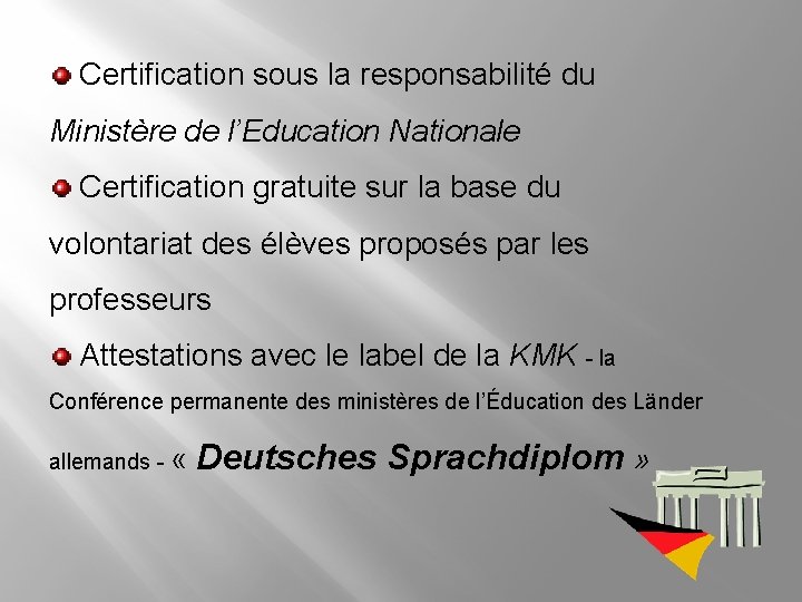  Certification sous la responsabilité du Ministère de l’Education Nationale Certification gratuite sur la