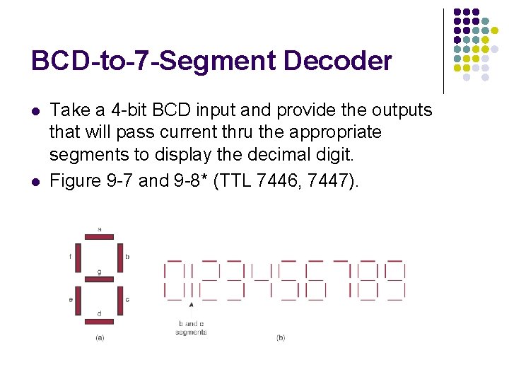 BCD-to-7 -Segment Decoder l l Take a 4 -bit BCD input and provide the