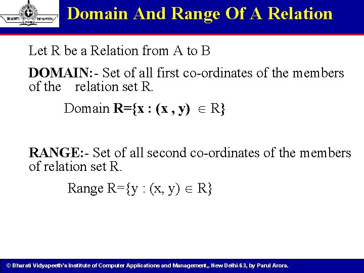 Domain And Range Of A Relation Let R be a Relation from A to