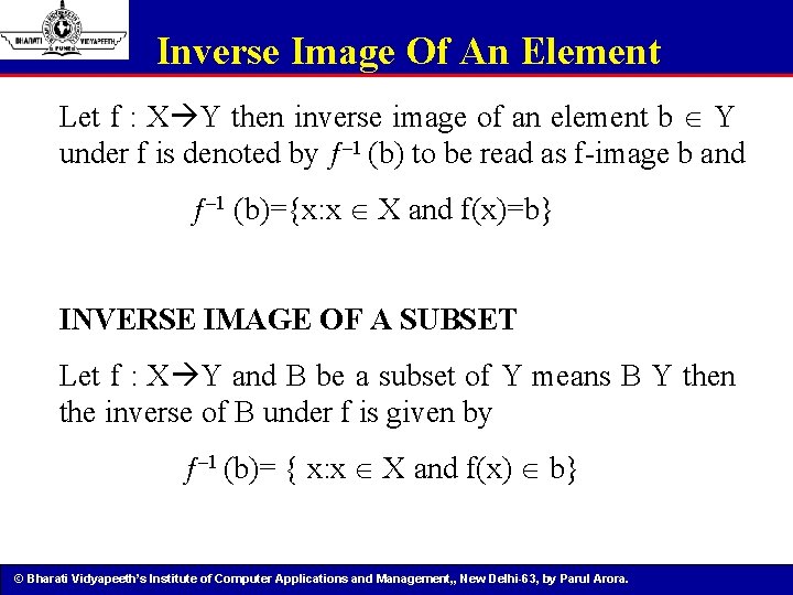 Inverse Image Of An Element Let f : X Y then inverse image of