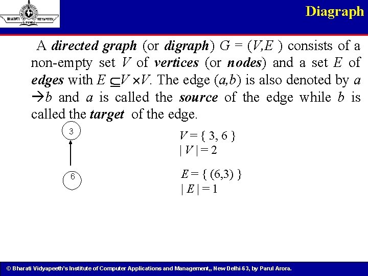 Diagraph A directed graph (or digraph) G = (V, E ) consists of a