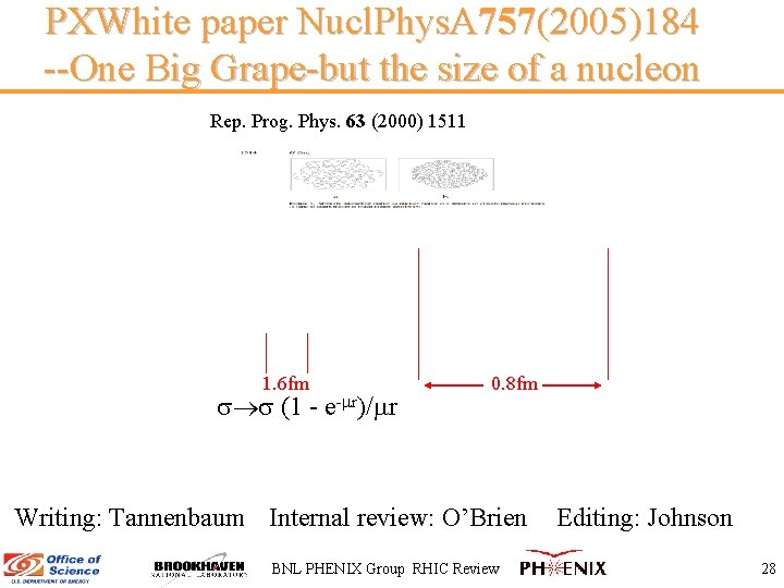 PXWhite paper Nucl. Phys. A 757(2005)184 --One Big Grape-but the size of a nucleon
