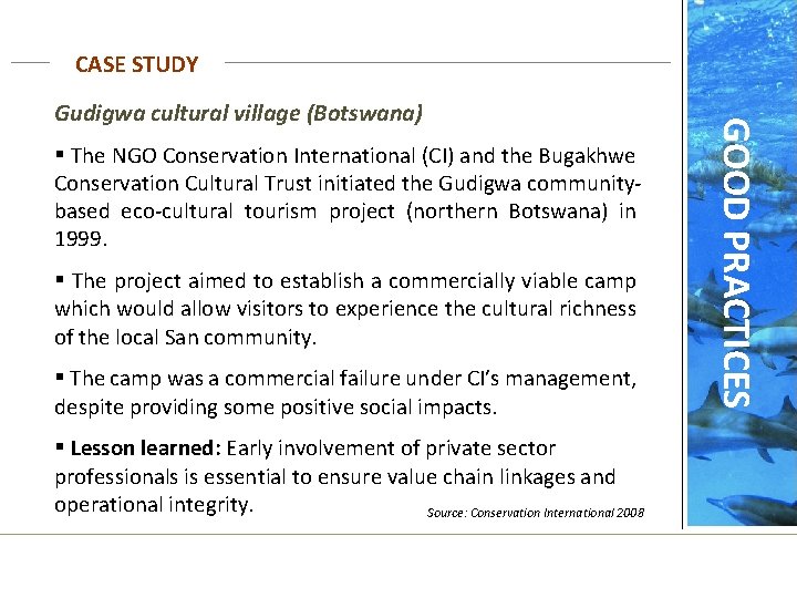 CASE STUDY § The NGO Conservation International (CI) and the Bugakhwe Conservation Cultural Trust