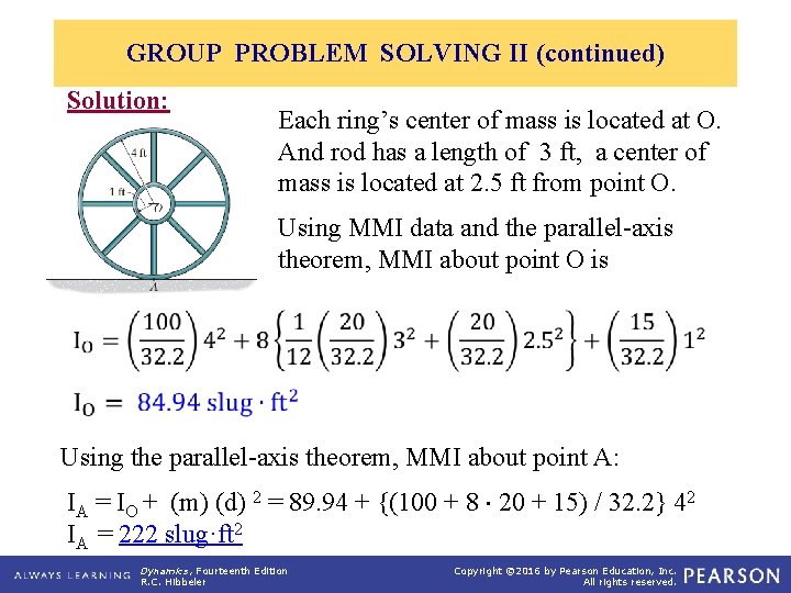 GROUP PROBLEM SOLVING II (continued) Solution: Each ring’s center of mass is located at