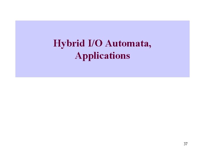 Hybrid I/O Automata, Applications 37 