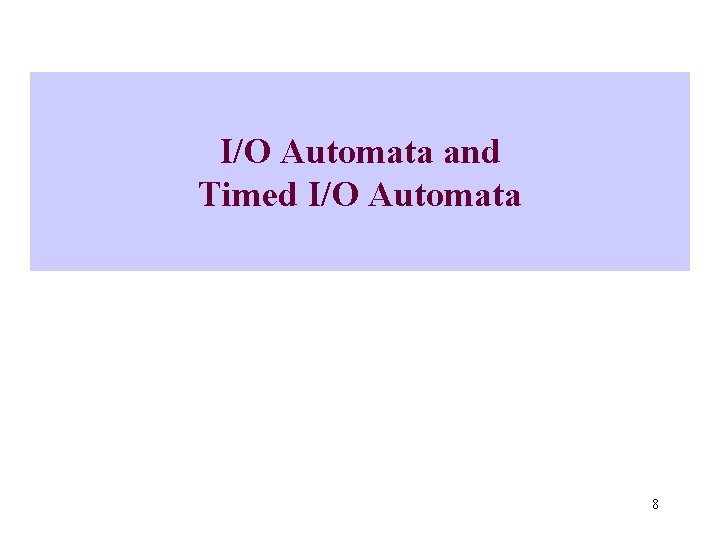 I/O Automata and Timed I/O Automata 8 