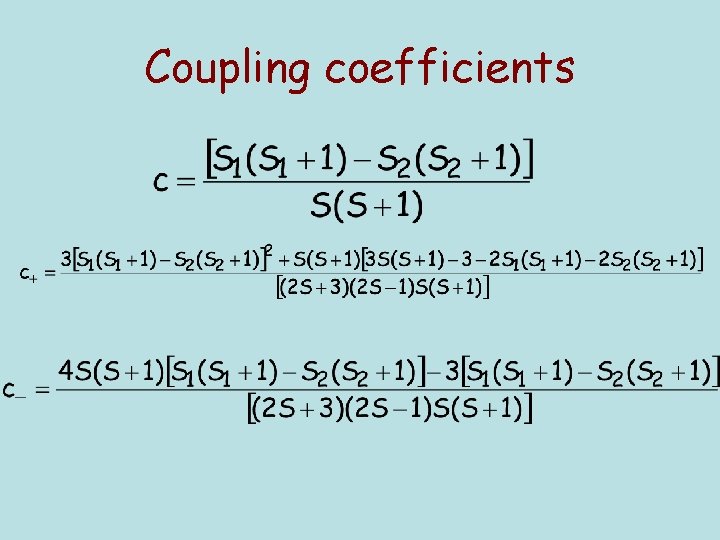 Coupling coefficients 