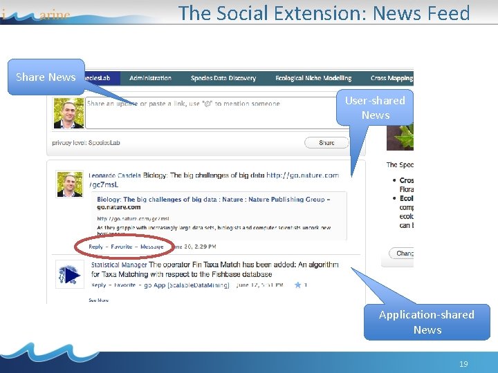 The Social Extension: News Feed Share News User-shared News Application-shared News 19 