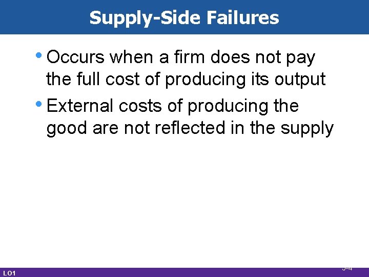 Supply-Side Failures • Occurs when a firm does not pay the full cost of