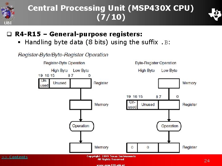 UBI Central Processing Unit (MSP 430 X CPU) (7/10) q R 4 -R 15