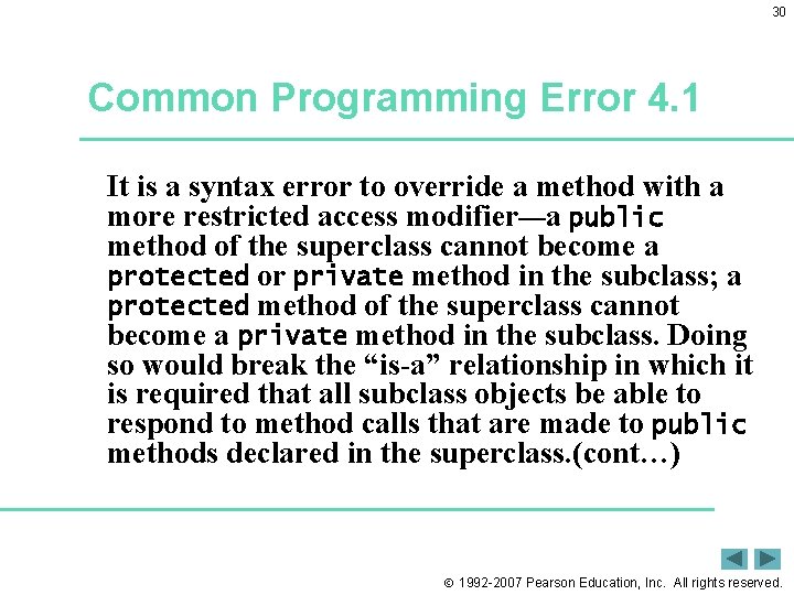 30 Common Programming Error 4. 1 It is a syntax error to override a