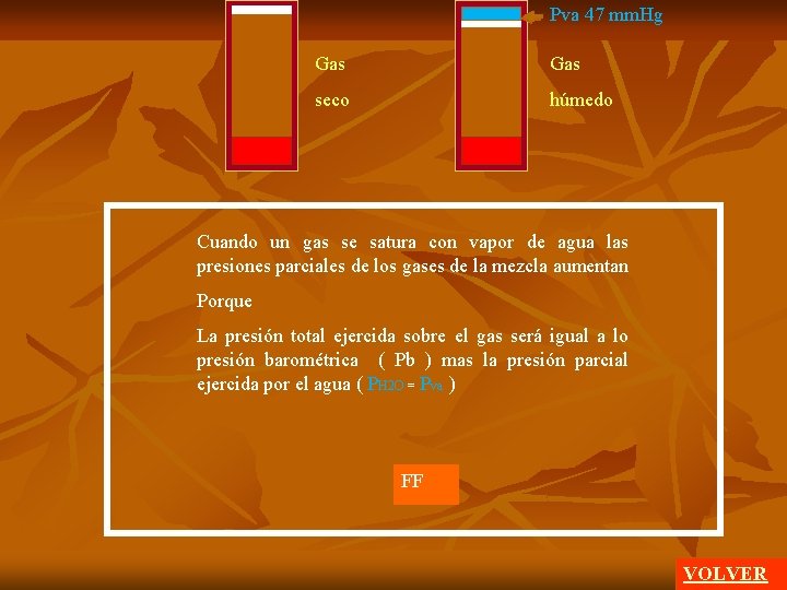 Pva 47 mm. Hg Gas seco húmedo Cuando un gas se satura con vapor