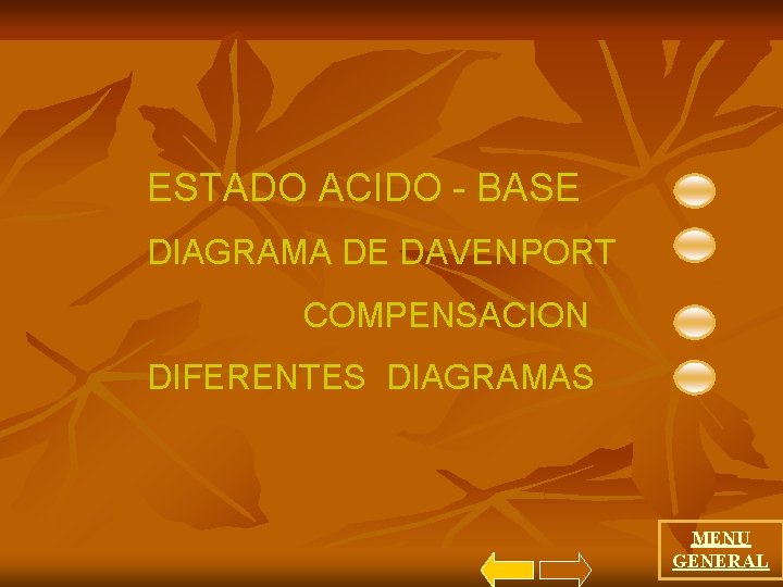 ESTADO ACIDO - BASE DIAGRAMA DE DAVENPORT COMPENSACION DIFERENTES DIAGRAMAS MENU GENERAL 