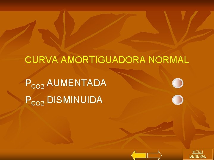 CURVA AMORTIGUADORA NORMAL PCO 2 AUMENTADA PCO 2 DISMINUIDA MENU GENERAL 