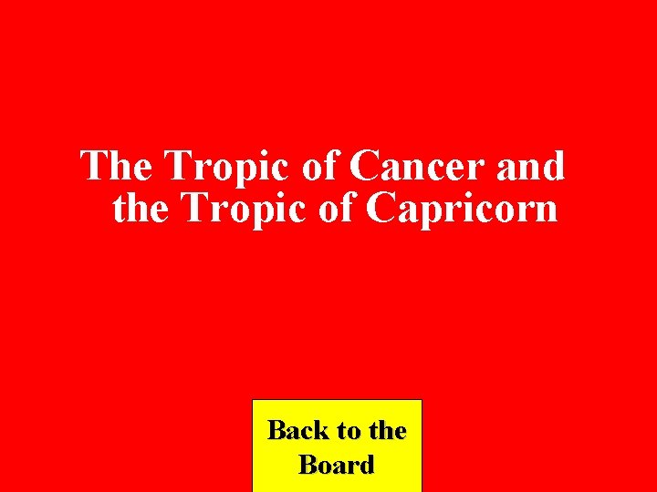 The Tropic of Cancer and the Tropic of Capricorn Back to the Board 