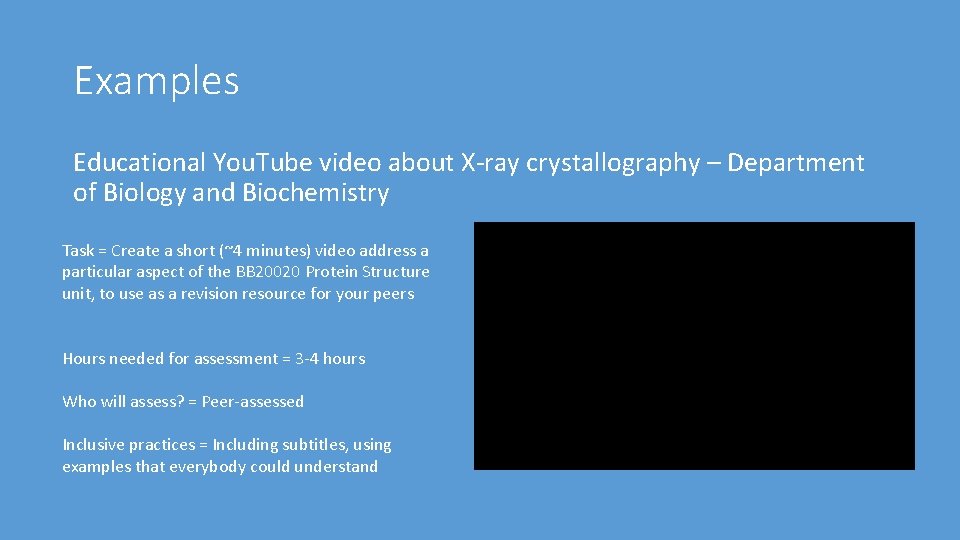 Examples Educational You. Tube video about X-ray crystallography – Department of Biology and Biochemistry