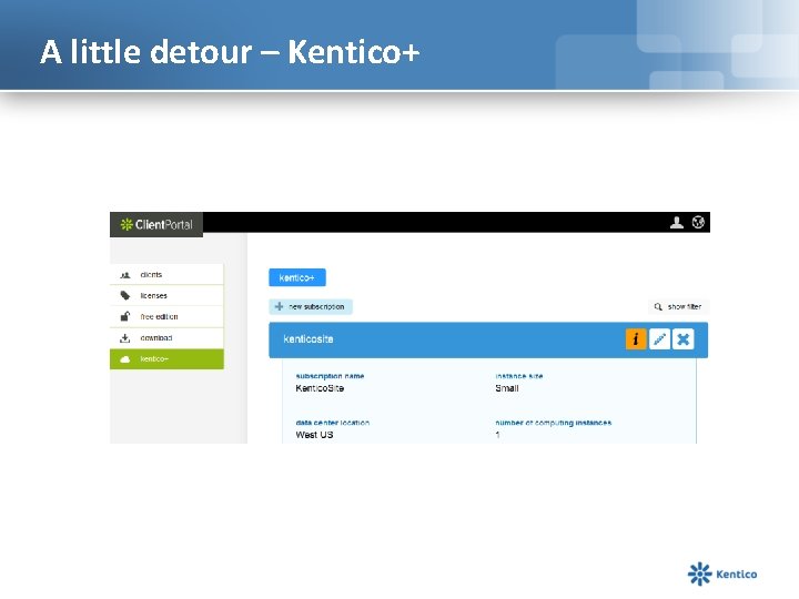 A little detour – Kentico+ 