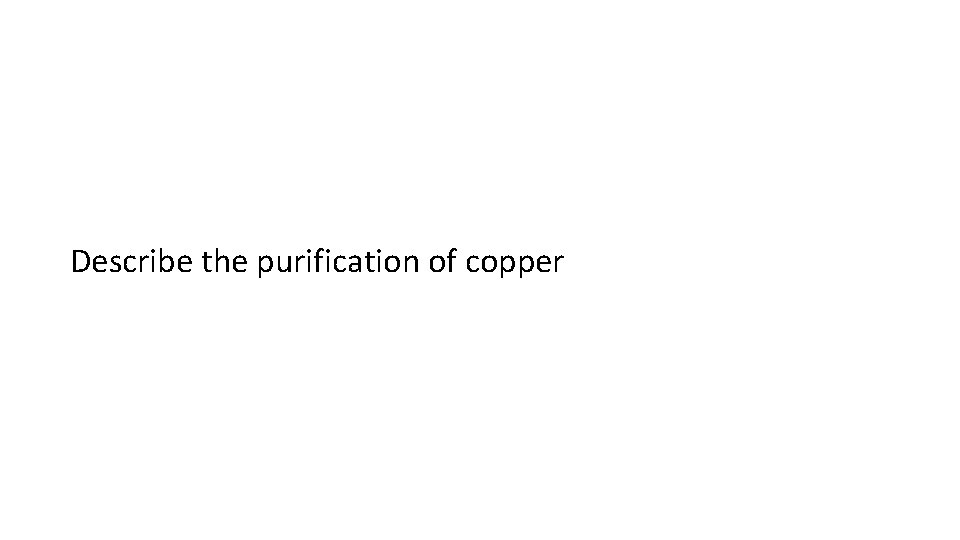 Describe the purification of copper 