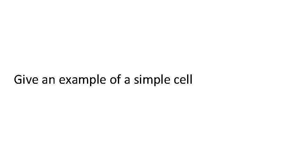 Give an example of a simple cell 