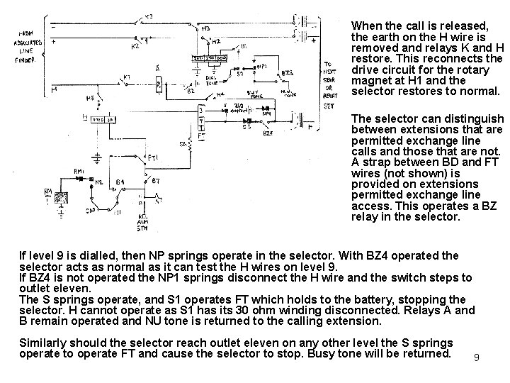 When the call is released, the earth on the H wire is removed and