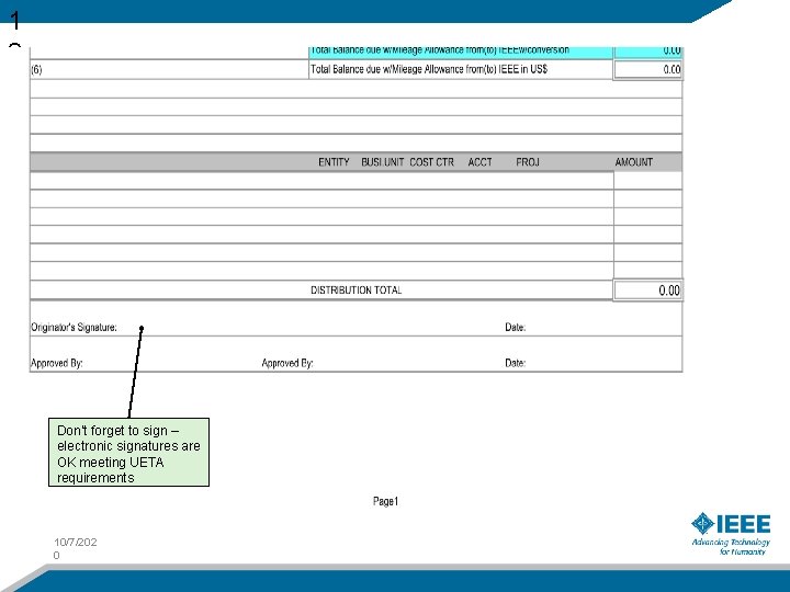 1 2 Don’t forget to sign – electronic signatures are OK meeting UETA requirements