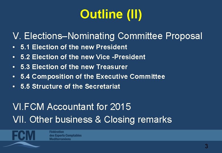 Outline (II) V. Elections–Nominating Committee Proposal • • • 5. 1 Election of the