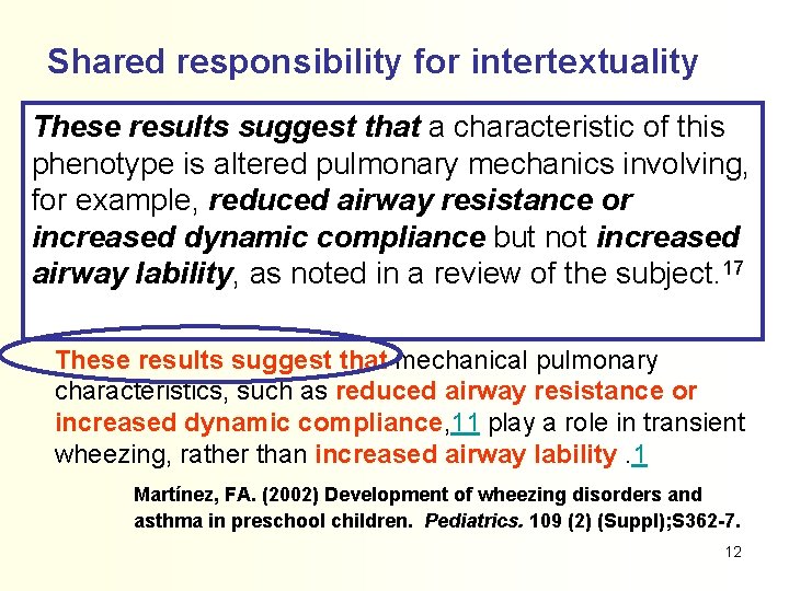 Shared responsibility for intertextuality These results suggest that a characteristic of this phenotype is