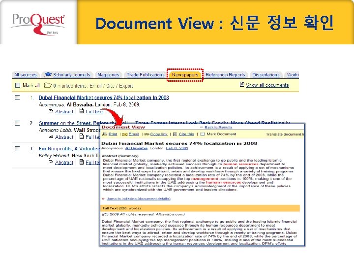 Document View : 신문 정보 확인 