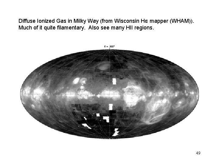 Diffuse Ionized Gas in Milky Way (from Wisconsin Hα mapper (WHAM)). Much of it