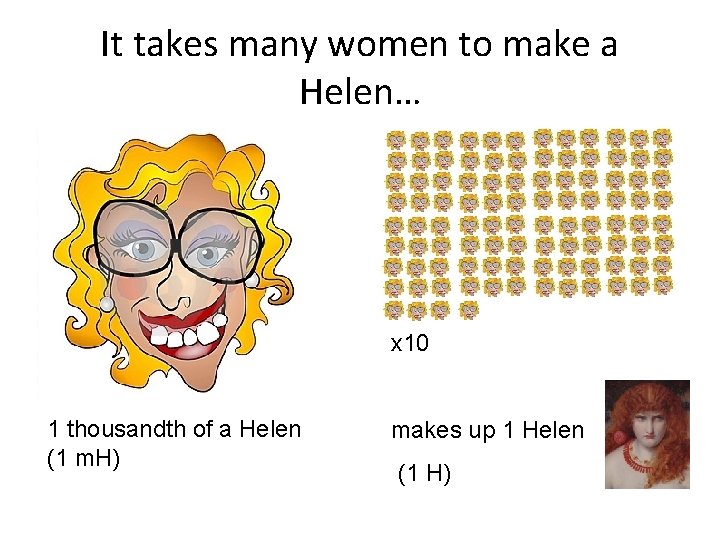 It takes many women to make a Helen… x 10 1 thousandth of a