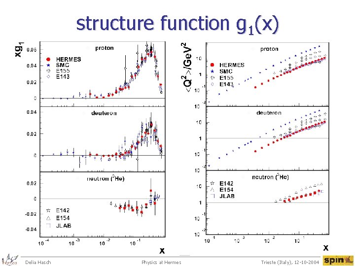 structure function g 1(x) Delia Hasch Physics at Hermes Trieste (Italy), 12 -10 -2004