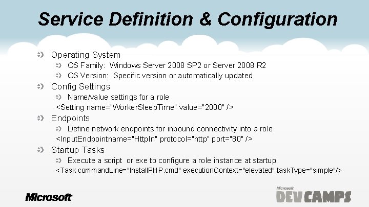 Service Definition & Configuration Operating System OS Family: Windows Server 2008 SP 2 or