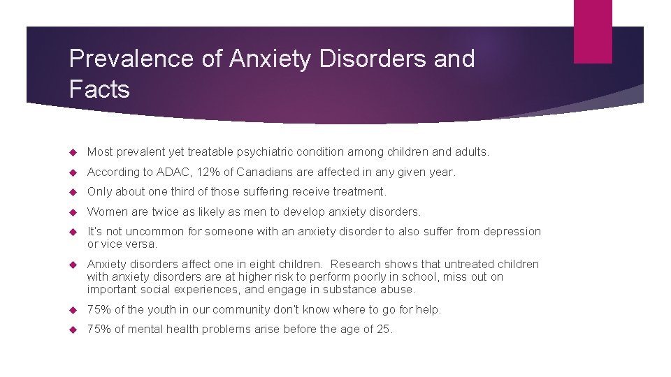 Prevalence of Anxiety Disorders and Facts Most prevalent yet treatable psychiatric condition among children