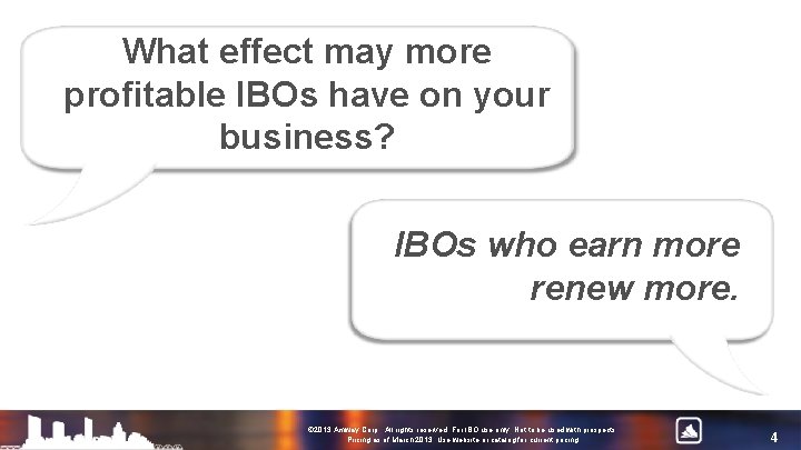 What effect may more profitable IBOs have on your business? IBOs who earn more