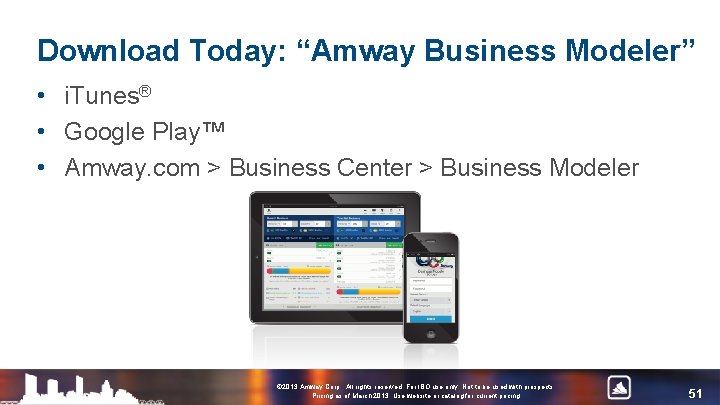 Download Today: “Amway Business Modeler” • i. Tunes® • Google Play™ • Amway. com