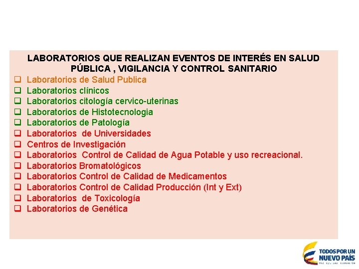 Título 1 q q q q LABORATORIOS QUE REALIZAN EVENTOS DE INTERÉS EN SALUD
