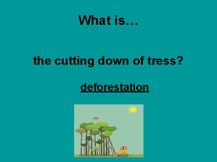 What is… the cutting down of tress? deforestation 